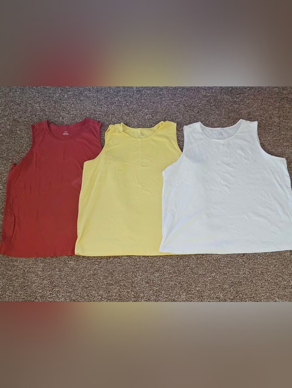 CJ Banks Sleeveless Tank Tops in Rust, Yellow & White
